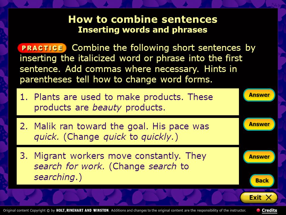Sentence Combining: Teaching Rules of Sentence Structure by Doing
